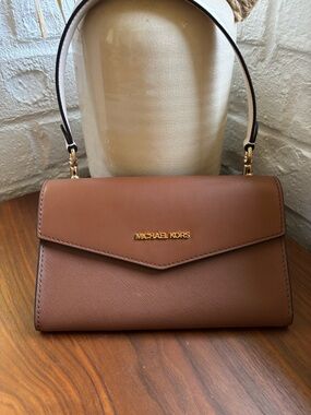 Michael Kors Chestnut Brown Leather Satchel with Gold Hardware